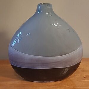 PIER 1 Imports Decorative Flat Bottle Heavy Glass Vase